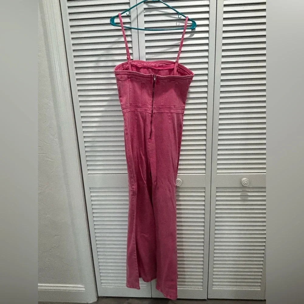 Vici Vibrant Pink Denim Jumpsuit - Picture 8 of 10